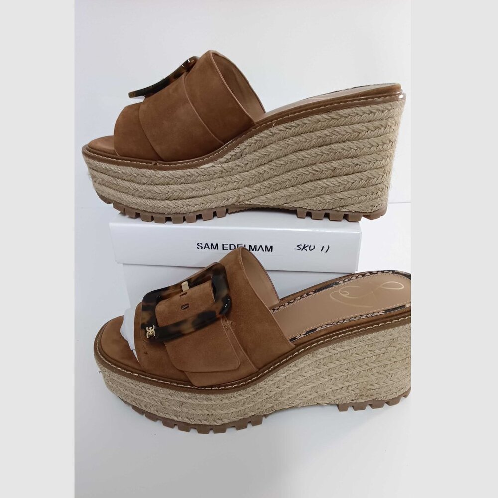 Sam Edelman Women's Livi Buckle Wedge - Luggage Suede 9